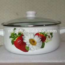 calcomanías de fresa y flores esmalte de esmalte olla de fresa y calcomanías de flores esmalte de olla de estrecho